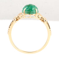 2.23 Ct Round Carving Natural Beryl Emerald 14K Gold Ring