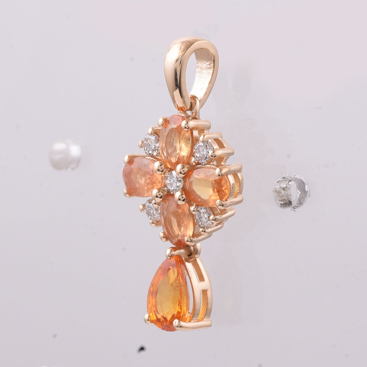 1.56 Ct Pear, Oval Natural Multi Coloured Sapphire 14K Gold Pendant