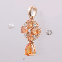 1.56 Ct Pear, Oval Natural Multi Coloured Sapphire 14K Gold Pendant