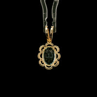 1.98 Ct Oval Mixed Cut Natural Aquamarine 14K Gold Pendant