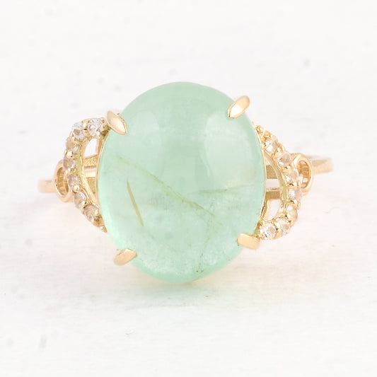 8.55 Ct Oval Emerald 14K Gold Ring