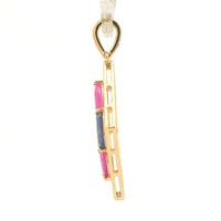 1.88 Ct Marquise Multi Sapphire 14K Gold Pendant