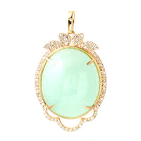 22.84 Ct Oval Cabochon Natural Beryl Emerald 14K Gold Pendant