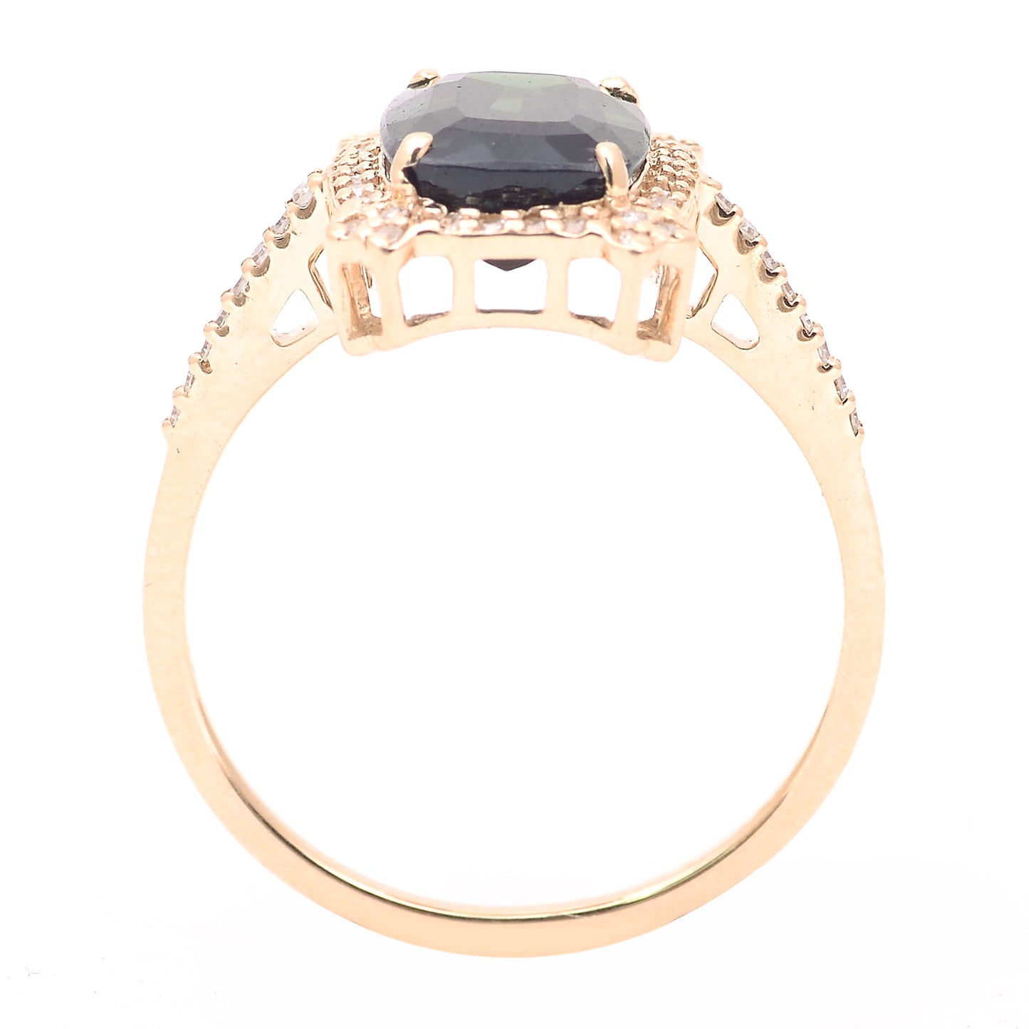 2.49 Ct Cushion Mixed Cut Natural Tourmaline 14K Gold Ring