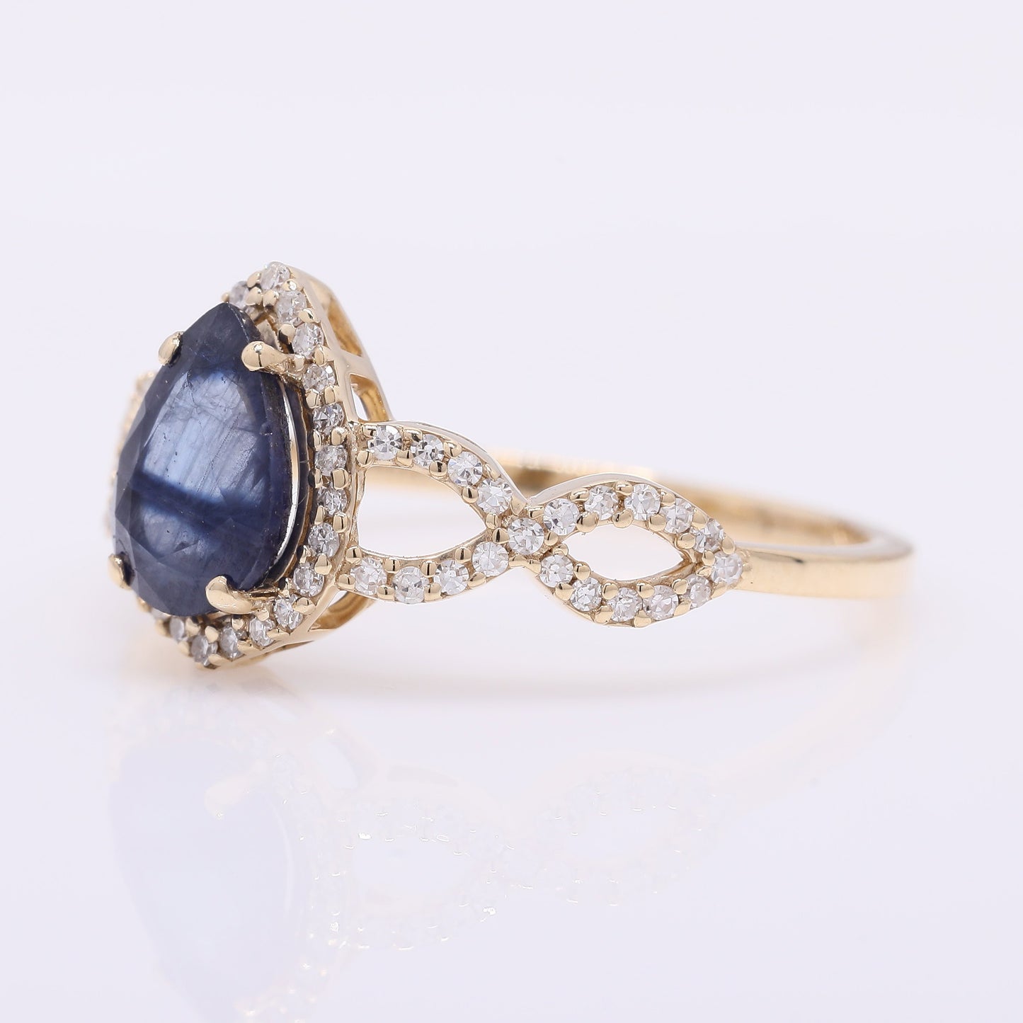 1.56 Ct Pear Mixed Cut Natural Sapphire 14K Gold Ring