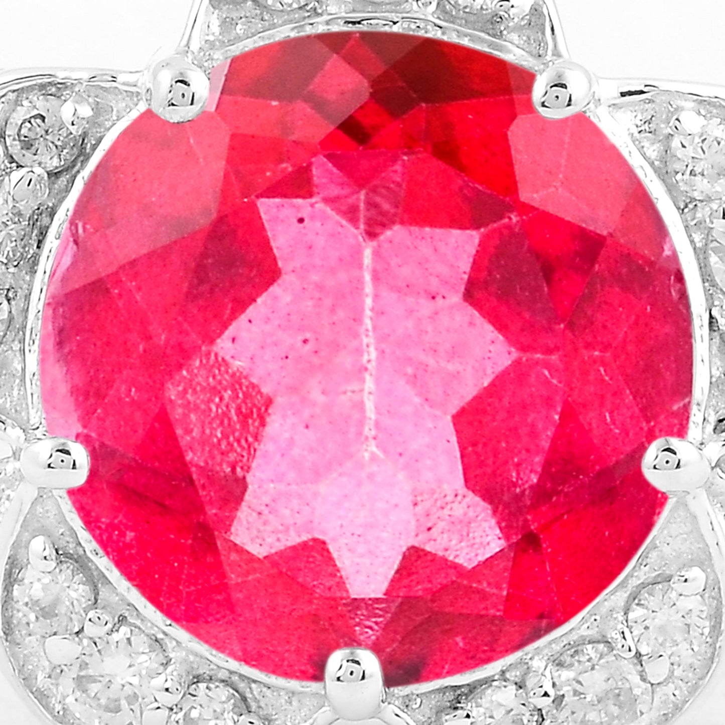 8.37 Ct Round Pink Topaz, Cubic Zirconia 925 Sterling Silver Ring