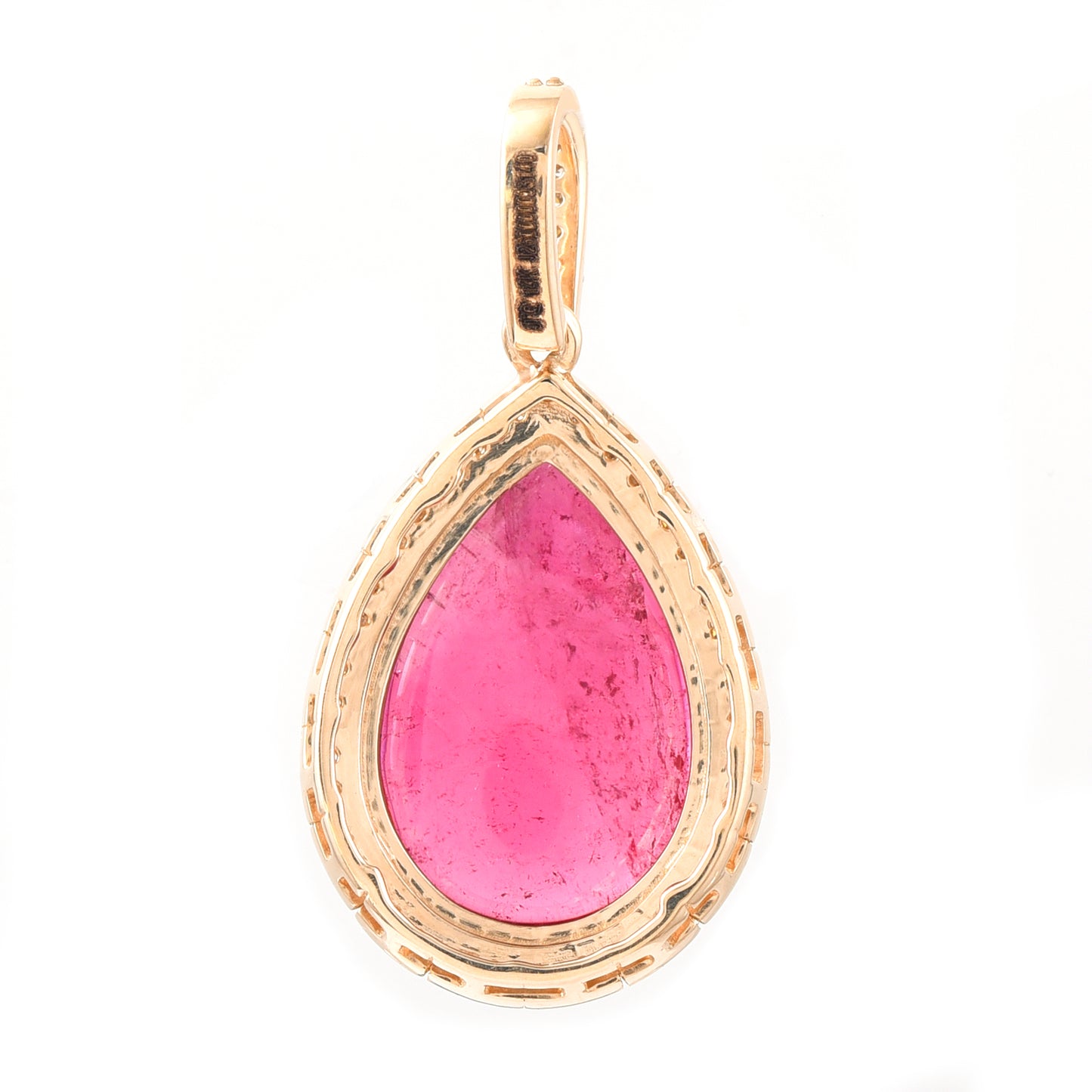 4.99 Ct Pear Cabochon Natural Rubellite 14K Gold Pendant