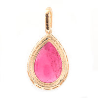 4.99 Ct Pear Cabochon Natural Rubellite 14K Gold Pendant