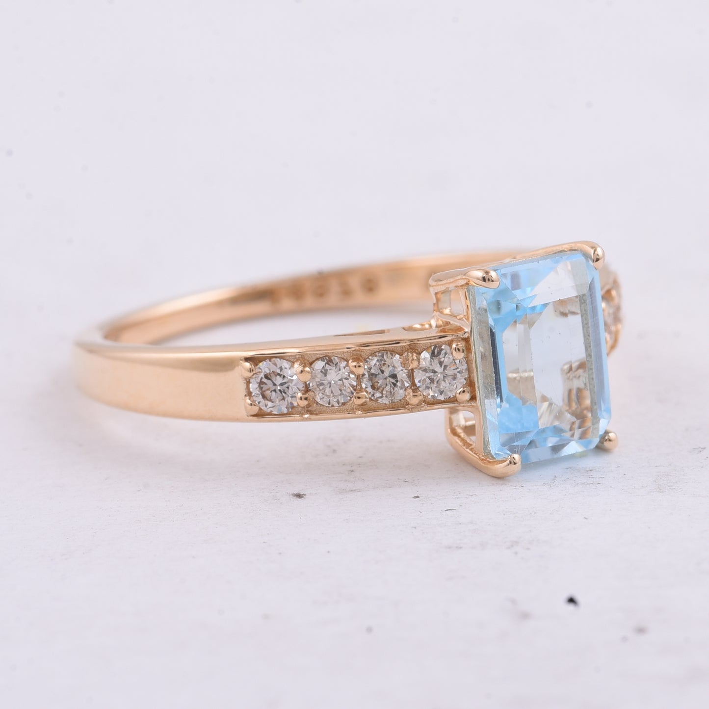 1.63 Ct Octagon Step Cut Natural Topaz 14K Gold Ring