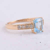 1.63 Ct Octagon Step Cut Natural Topaz 14K Gold Ring