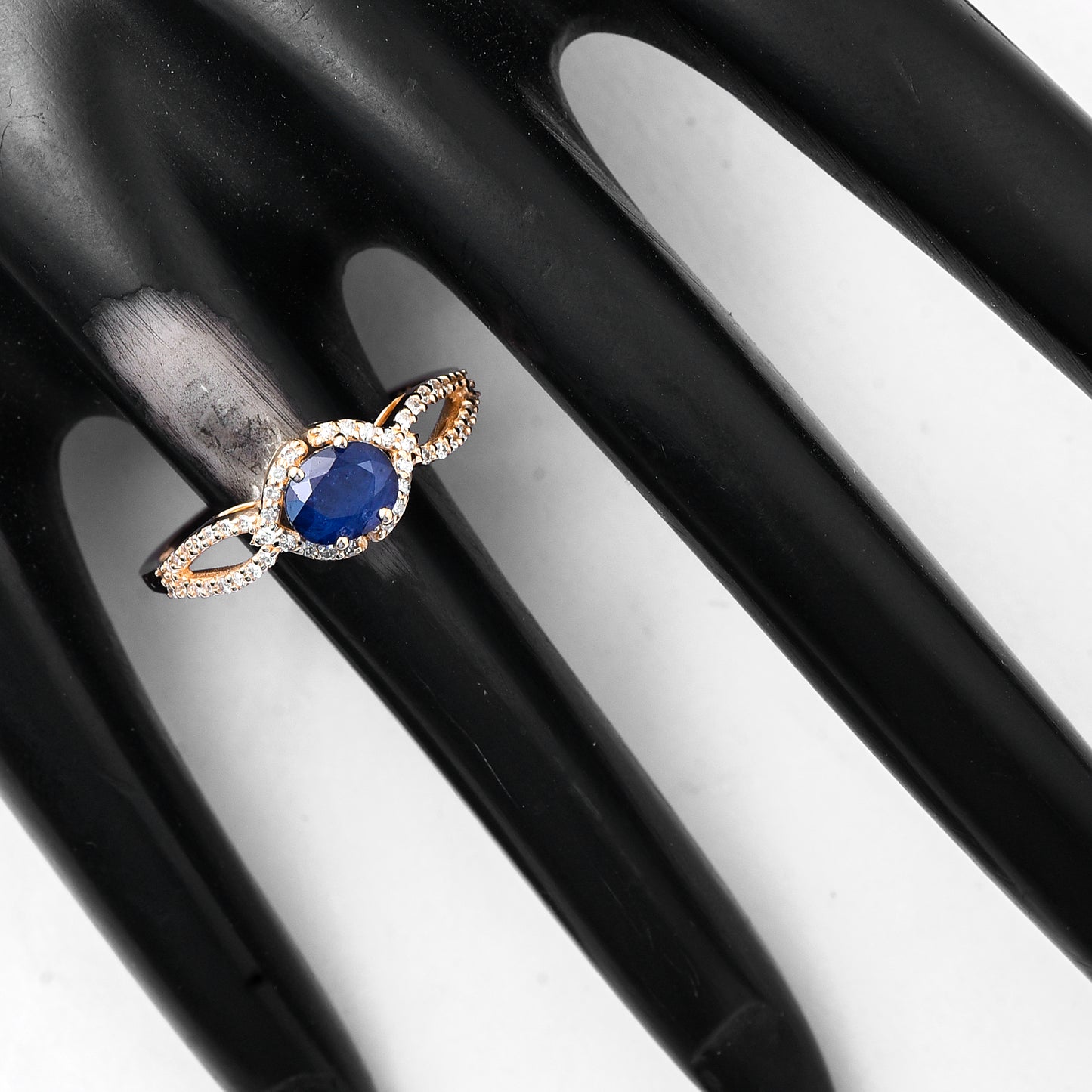 1.20 Ct Oval Mixed Cut Natural Sapphire 14K Gold Ring