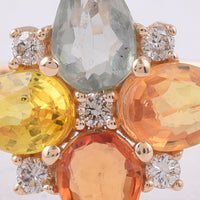 2.01 Ct Pear Natural Multi Coloured Sapphire 14K Gold Ring