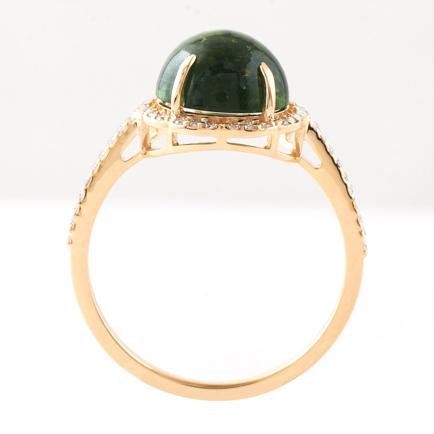 3.63 Ct Round Mixed Cut Natural Green Tourmaline 14K Gold Ring