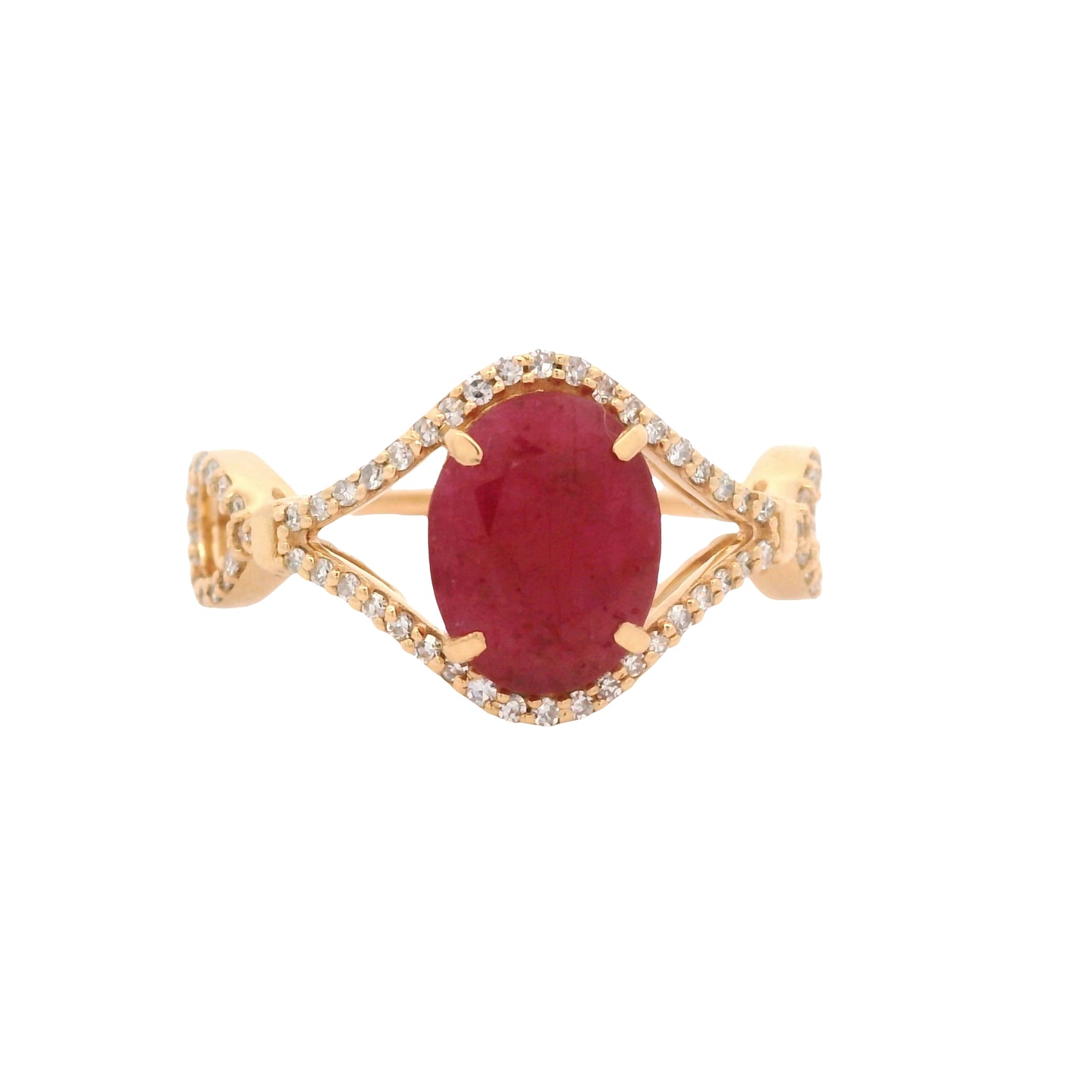 2.04 Ct Oval Mixed Cut Natural Corundum Ruby 14K Gold Ring