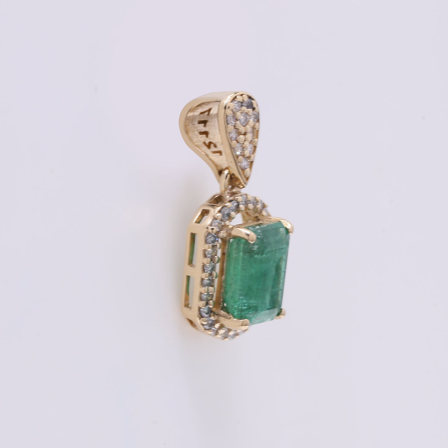 1.13 Ct Octagon Step Cut Natural Emerald 14K Gold Pendant