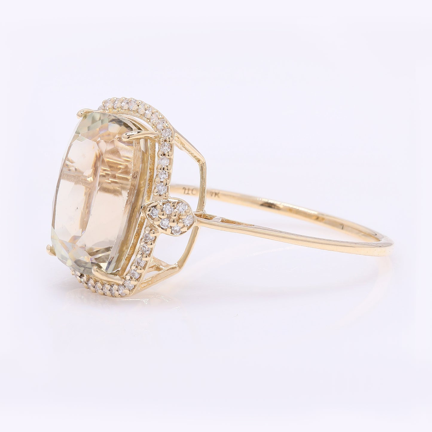 5.59 Ct Cushion Mixed Cut Natural Sunstone 14K Gold Ring