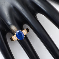 2.69 Ct Oval Mixed Cut Natural Sapphire 14K Gold Ring