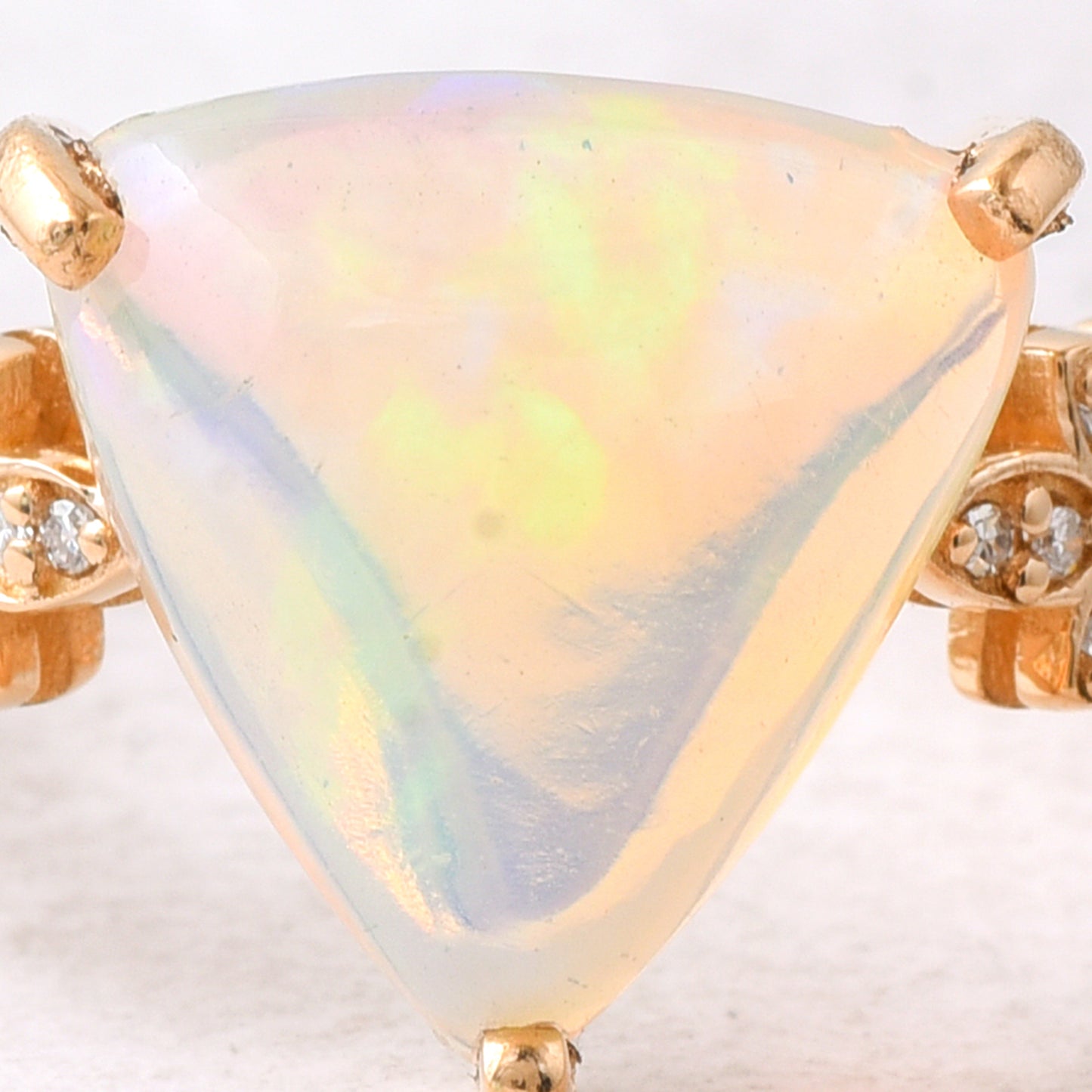 2.71 Ct Triangle Cabochon Natural Opal 14K Gold Ring