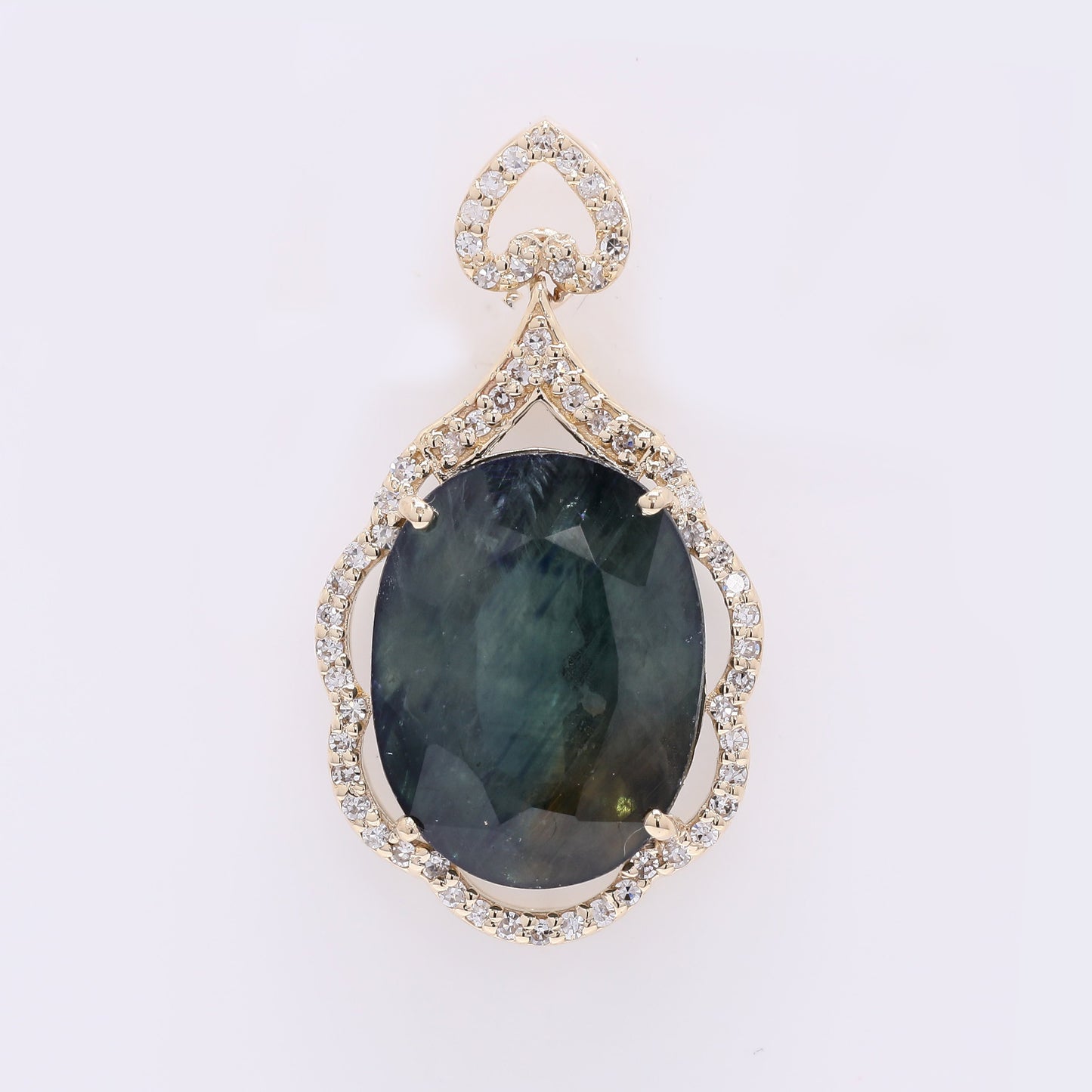 9.34 Ct Oval Mixed Cut Natural Sapphire 14K Gold Pendant