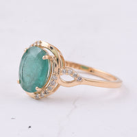 1.82 Ct Oval Natural Emerald 14K Gold Ring