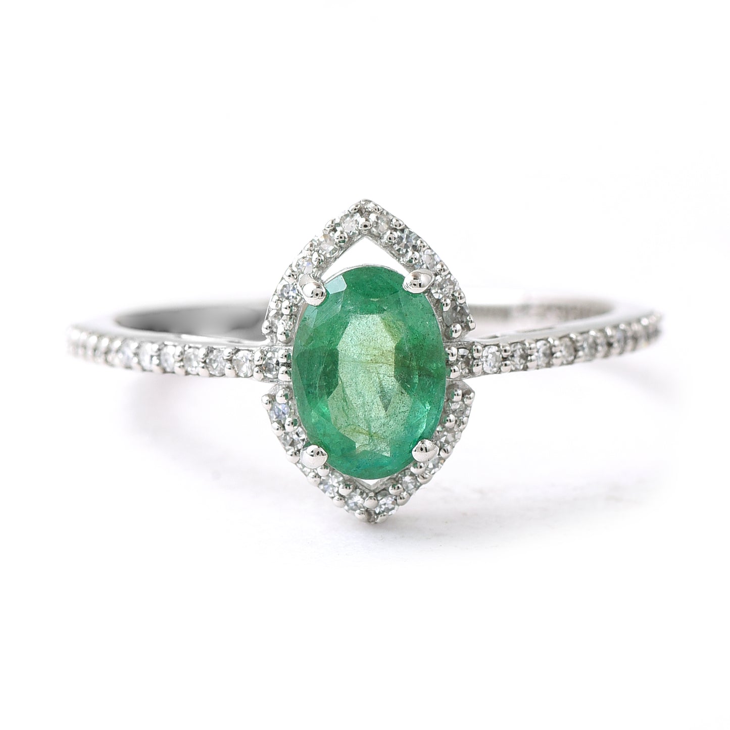 2.74 Ct Oval Mixed Cut Natural Emerald 950 Platinum Ring