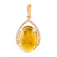 6.10 Ct Oval Cabochon Cut Natural Tourmaline 14K Gold Pendant
