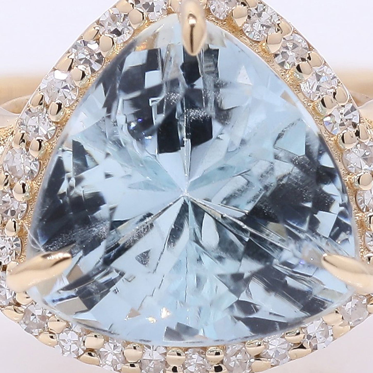 1.90 Ct Triangle Mixed Cut Natural Aquamarine 14K Gold Ring