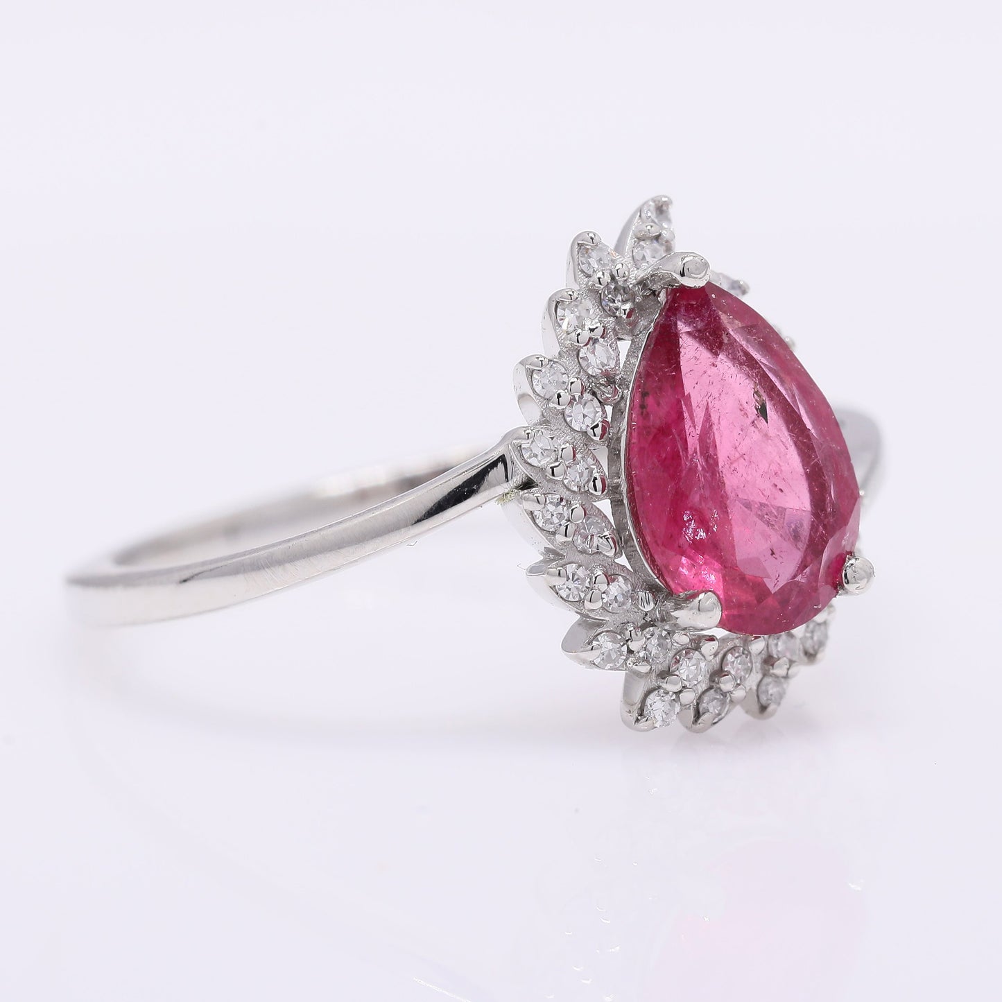 1.13 Ct Pear Mixed Cut Natural Pink Tourmaline 950 Platinum Ring