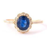 1.68 Ct Oval Mixed Cut Natural Sapphire 14K Gold Ring