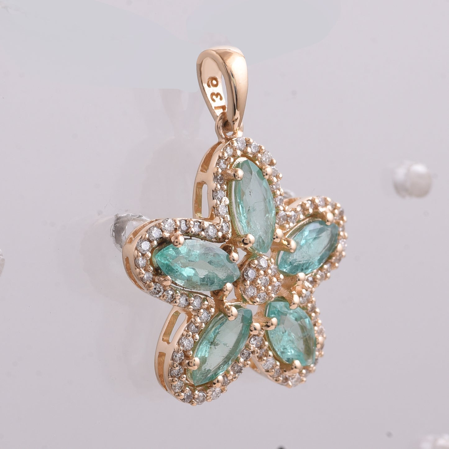 2.58 Ct Marquise Mixed Cut Natural Emerald 14K Gold Pendant