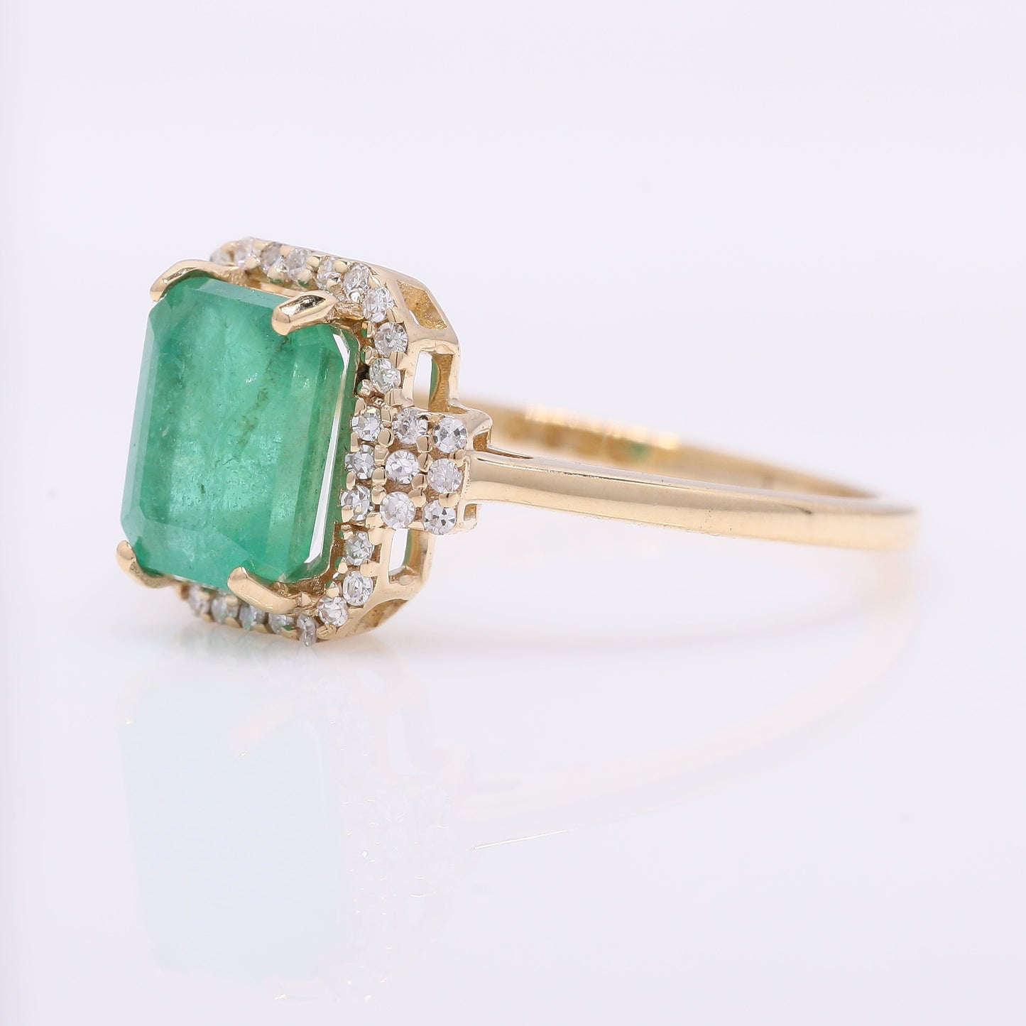 1.80 Ct Octagon Step Cut Natural Emerald 14K Gold Ring