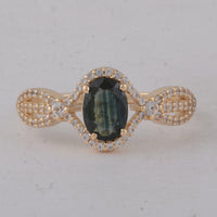 1.21 Ct Oval Blue Sapphire 9K Gold Ring