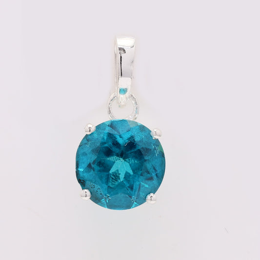 2.10 Ct Round Paraiba Topaz 925 Silver Pendant