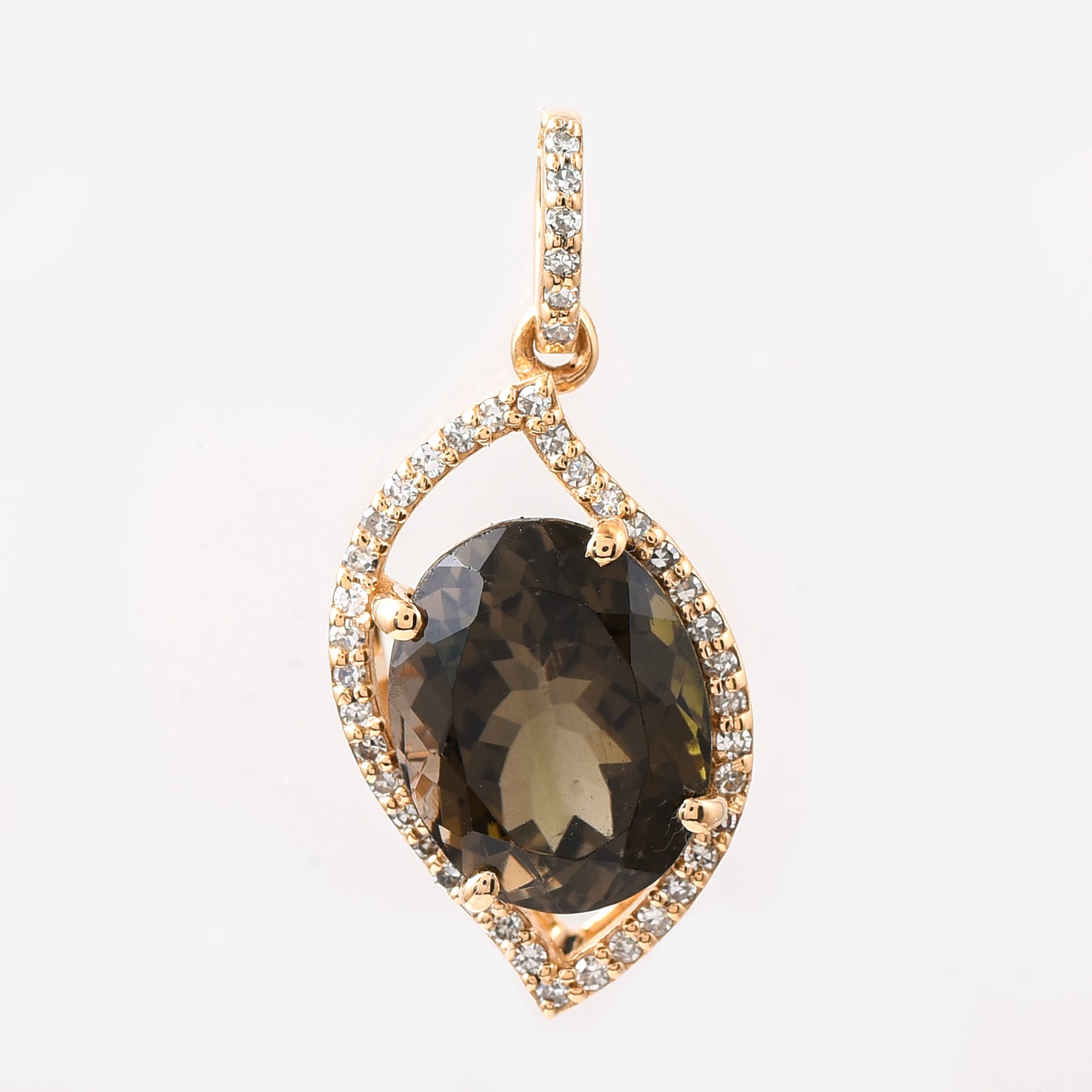 3.41 Ct Oval Mixed Cut Natural Tourmaline 14K Gold Pendant