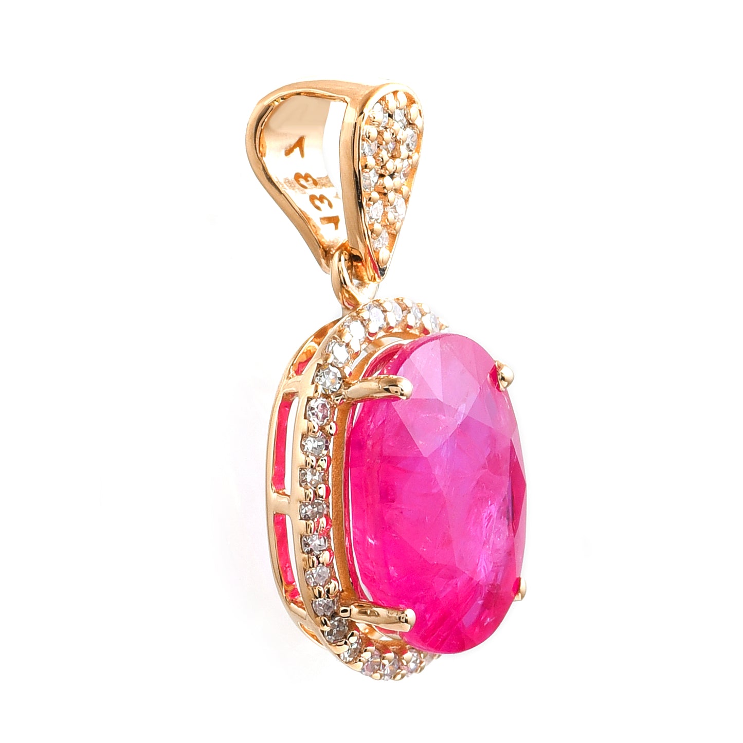3.21 Ct Oval Ruby 14K Gold Pendant