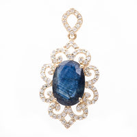2.95 Ct Oval Natural Sapphire 14K Gold Pendant