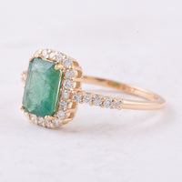 1.58 Ct Octagon Emerald 14K Gold Ring