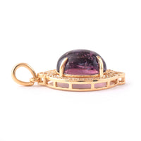4.54 Ct Oval Cabochon Cut Natural Pink Tourmaline 14K Gold Pendant
