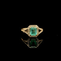 1.01 Ct Octagon Step Cut Natural Emerald 14K Gold Ring