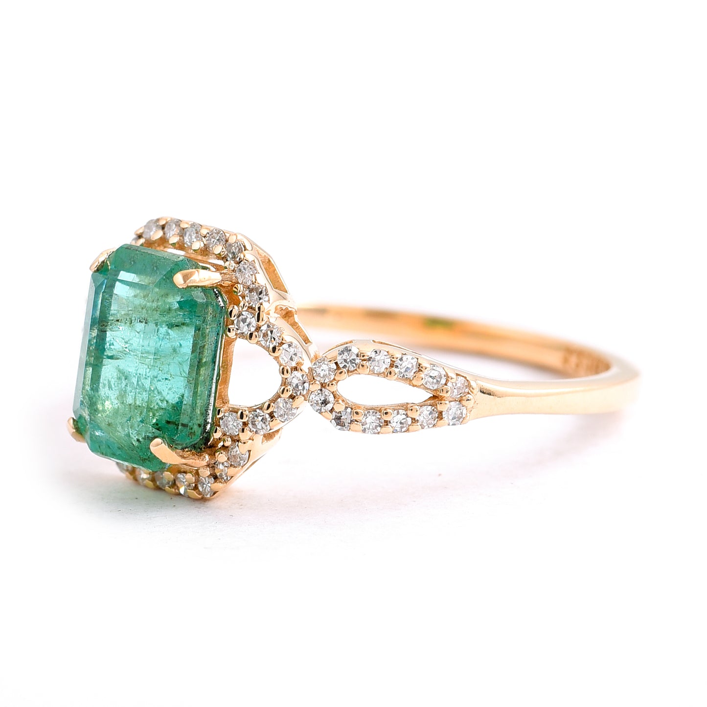 1.84 Ct Octagon Step Cut Natural Emerald 14K Gold Ring