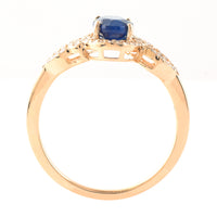 1.42 Ct Oval Mixed Cut Natural Sapphire 14K Gold Ring