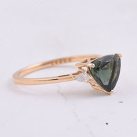 1.44 Ct Triangle Natural Green Tourmaline 14K Gold Ring