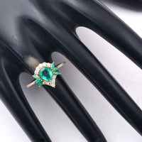 1.41 Ct Pear Mixed Cut, Marquise Mixed Cut Natural Emerald 14K Gold Ring