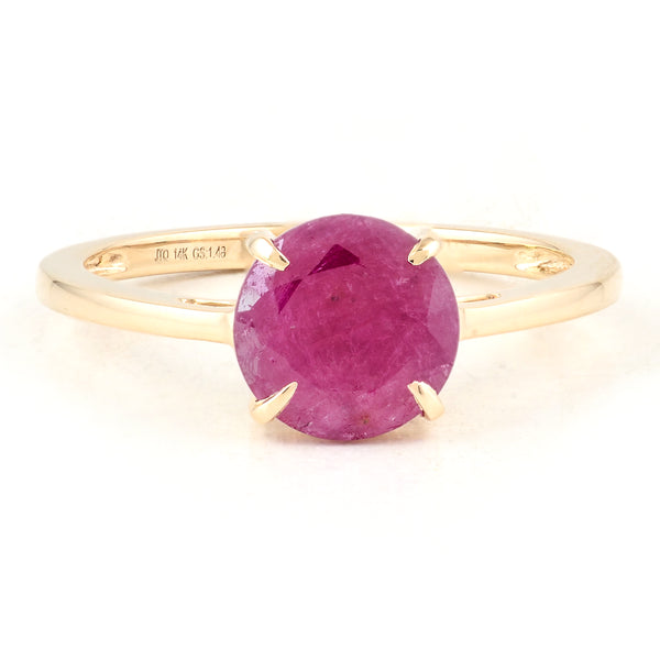 2.81 Ct Round Mixed Cut Natural Corundum Ruby 14K Gold Ring