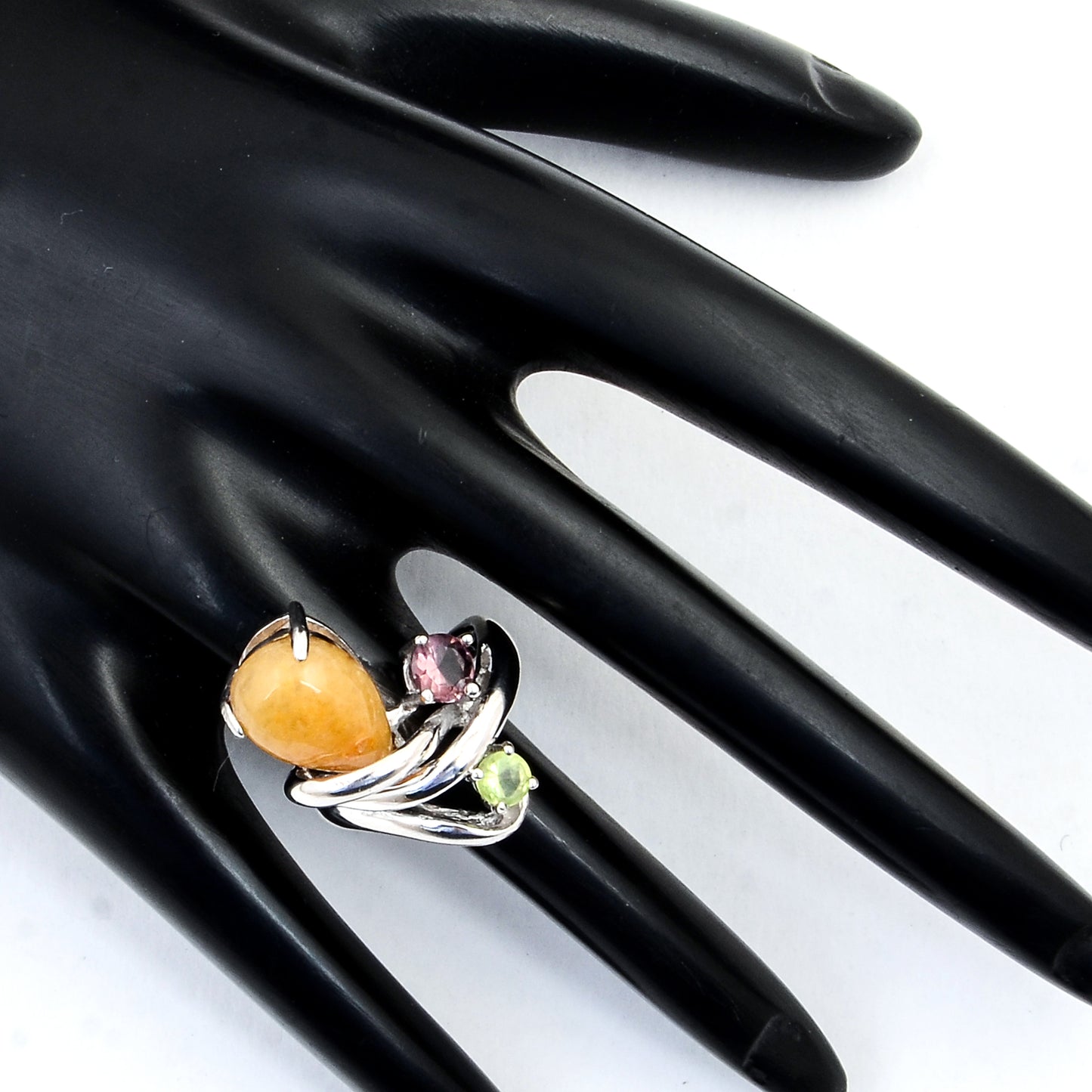 9.56 Ct Honey Jade Rhodolite 925 Sterling Silver Ring