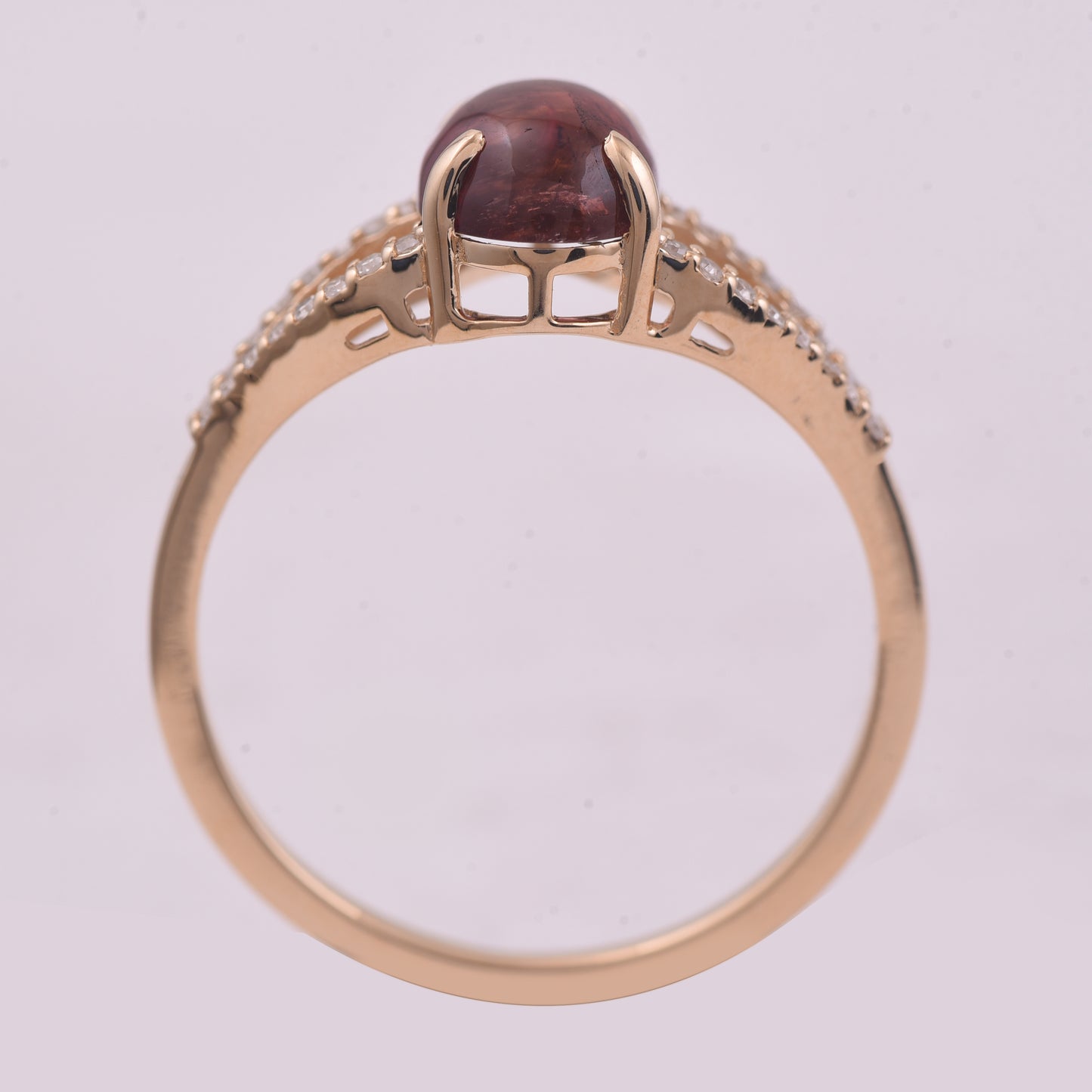 1.52 Ct Oval Cabochon Cut Natural Pink Tourmaline 14K Gold Ring