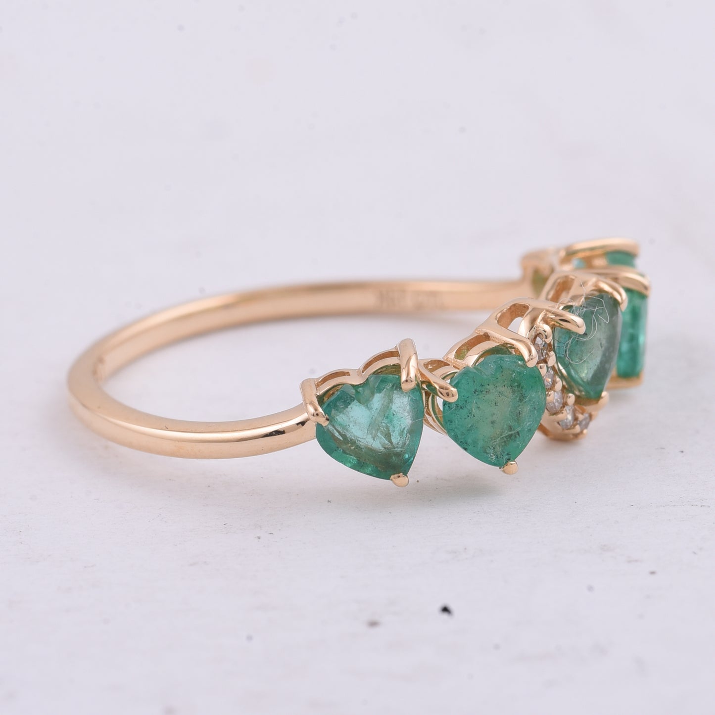 1.07 Ct Heart Natural Emerald 14K Gold Ring