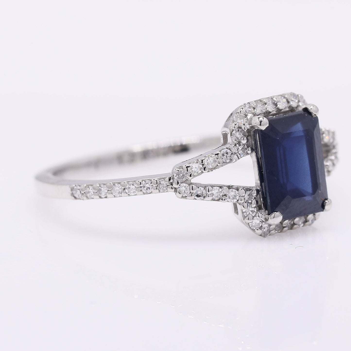 1.24 Ct Octagon Step Cut Natural Sapphire 950 Platinum Ring
