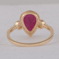 1.49 Ct Pear Ruby 9K Gold Ring