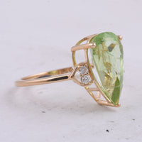 5.04 Ct Pear Natural Peridot 14K Gold Ring